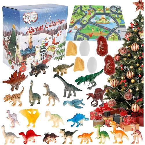 Calendrier de l¿Avent des dinosaures | Cadeau de Noël de 24 jouets dinosaures | Dino Toy ¿ calendrier de compte à rebours de noël pour garçons et filles de 3 ans et plus, jouets éducatifs
