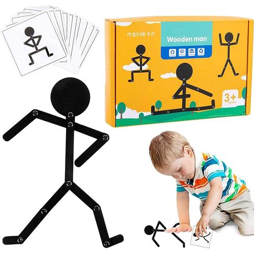 Jouets Puzzle Puzzle | Puzzles En Bois Pour Homme Sportif Avec 48 Postures,Jouet Montessori Homme Bâton En Bois,Puzzles Préscolaires Match Stick Pour Enfants 3+