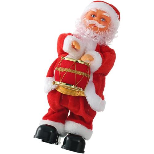 1 Pc Le Père Noël Poupée De Noël Décor De Table Tambour Père Noël Décor De Statue Ornement De Noël Jouet Adulte Calendrier Enfant Flanelle Musique