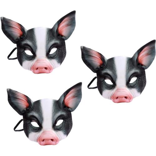 3 Pièces Accessoire De Déguisement Original Déguisement Enfant Se Réconcilier Masque Cochon Noir Animal 3d Oreille De Cochon