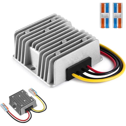 Convertisseur 24V vers 12V, 30A 360W DC 24V vers DC 12V Convertisseur de Tension IP68 Étanche Convertisseur Abaisseur avec Connecteur de Fil Buck Converter pour Voiturette de Golf DC 18-35V