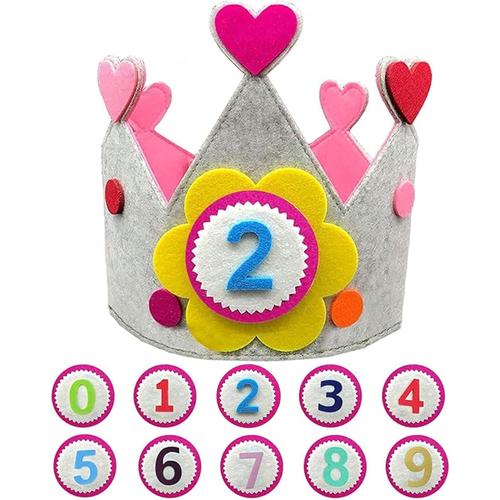 Couronne D'anniversaire Pour Enfants, Couronne D'anniversaire Enfants, Couronne Anniversaire En Tissu, Pour Anniversaires Ou Fêtes D¿Enfants, Vec Chiffres Interchangeables De 0 À 9 Couronne