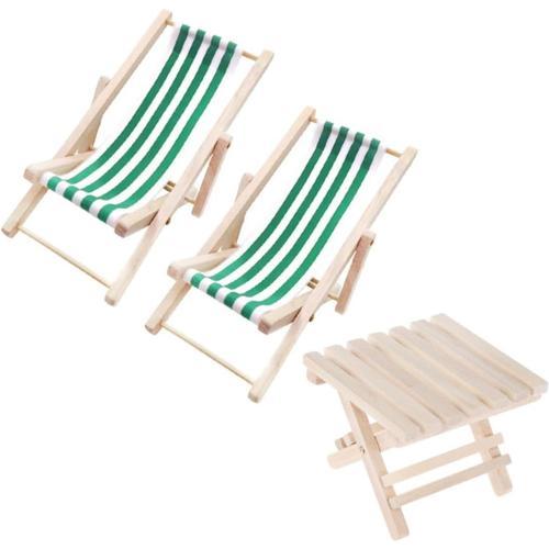 1 Jeu Jouets En Bois Gâteau Jouet Table De Plage Décor Accessoires De Poupée Mini-Meubles Kit De Gâteau Mini Accessoires Pour Poupées Transats De Plage Bambou Miniature Chaise