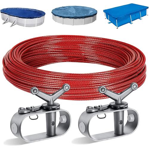 Tendeur De Câble Métallique Pour Bâche De Piscine, Câble Métallique 45m Tendeur En Acier Inoxydable Tendeur De Fil Avec 2 Tendeurs Trampoline D'hiver Couverture De Piscine