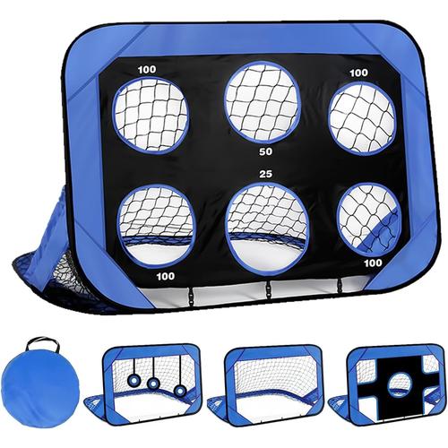 Cage De Foot Enfant, But De Football Pour Enfants De Jardin Avec Sac De Transport 4 Modes De Jeu But De Foot Pliables Pour Cadeau Garçons Filles De 6-12 Ans, 120 X 80 X 80cm Bleu