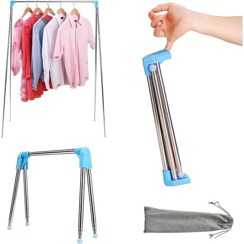 Séchoir À Linge, Tringle À Vêtements Extensible, Extensible De 0,38 À 1,4m Portant À Vêtements, Pliable, Réglable, En Acier Inoxydable Pour Les Voyages, La Danse, Le Camping, La Lessive