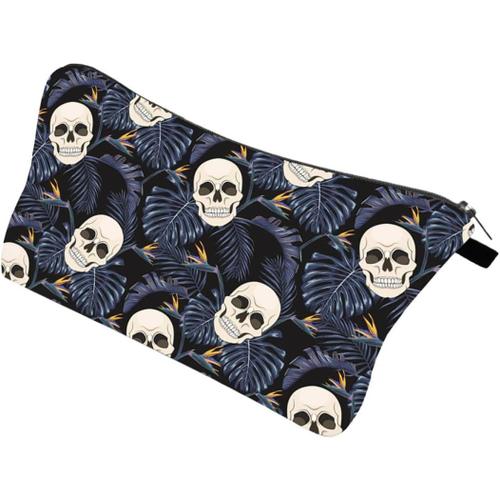 1 Pc Sac De Rangement pour Sac Cosmétique Sac à Main Tête De Mort Halloween Sac Imprimé Tête De Mort Pochette Crâne Cosmétique Portable Polyester Voyage Boîte De Maquillage