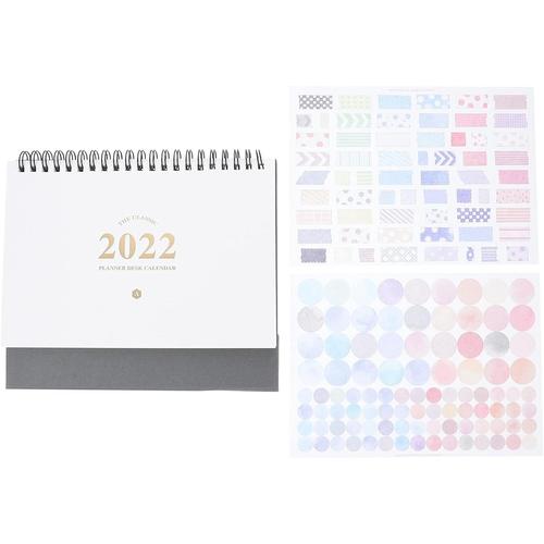 2 Pièces Calendrier De Bureau Blanc 2022 Bloc De Table Calendrier Flip Calendrier De Table 2022 Ordinateur De Bureau Chevalet Blanc Décor Mémorandum Papier Blanche À Clapet Noël