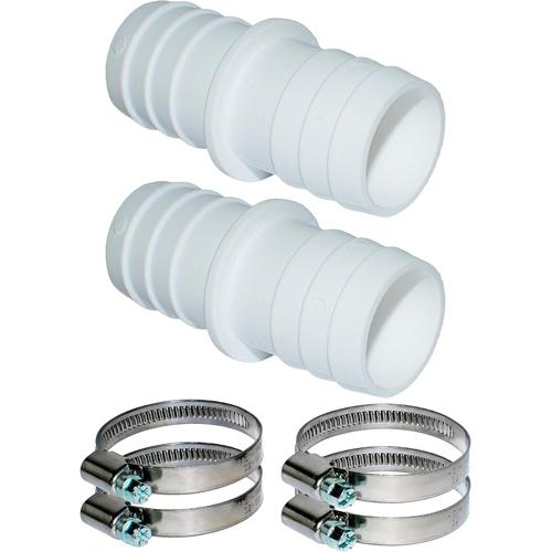 Argent, Blanc Lot de 2 raccords de tuyau de 32 mm de diamètre avec colliers de serrage 1 1/4 ¿ Adaptateur de tuyau de piscine ¿ Double embout de tuyau