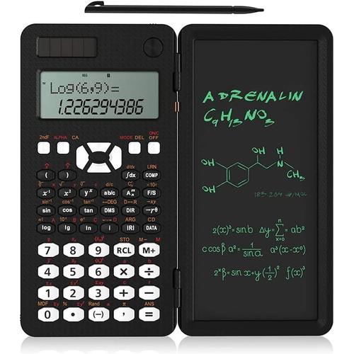 Noir Noir Calculatrices Scientifiques Avec Écriture, Énergie Solaire Lcd, Calculatrice Scientifique, Bloc-Notes Avec 349 Fonctions, Pour