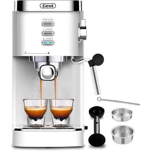 Machines à expresso 20 bars - Chauffage rapide - Machine à café à cappuccino automatique avec bec verseur de lait - Pour expresso, latte macchiato, réservoir d'eau amovible de 1,2 l - 1350 W -