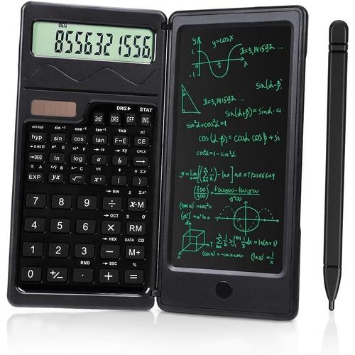 1 Calculatrice Scientifique Pour Étudiants, Led À 10 Chiffres, Calculatrice Mathématique En Abs Noir Avec Bloc-Notes Et Stylo Pour