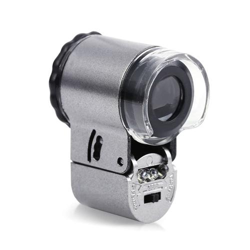 Loupe de bijouterie 50X, Loupe de poche Microscope ABS avec lumière LED, Loupe Portable avec lumière UV