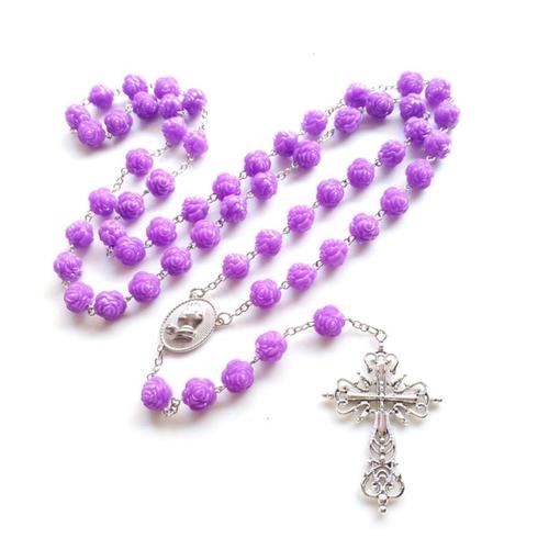 Chapelet Rose Violet, Collier De Perles Suspendues, Pendentif, Fournitures Cadeaux