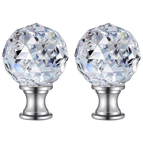 Boule de verre en cristal transparent, 2 pièces, Base de capuchon supérieur, abat-jour en diamant fileté, décoration de bouton de finition