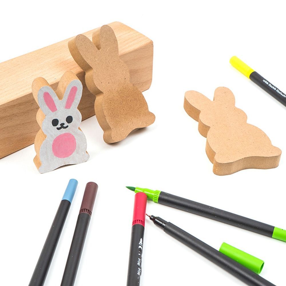 Ornements artisanaux pour mariage, fournitures de fête, décor de pâques, puces en bois non finies, lapin de pâques, 3 pièces