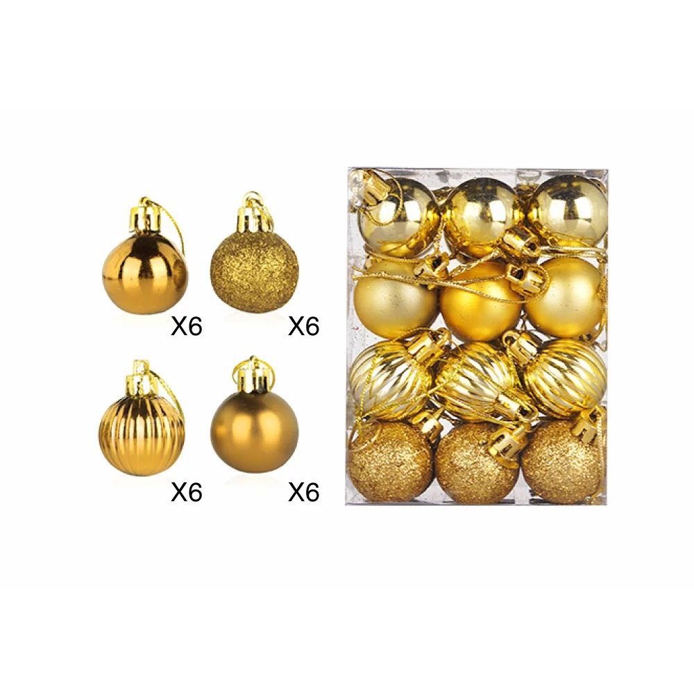 Boule suspendue pour arbre de noël, 24 pièces, pendentif DIY, cadeaux de noël, ornement de mariage, décoration de fête, boules de décoration pour noël