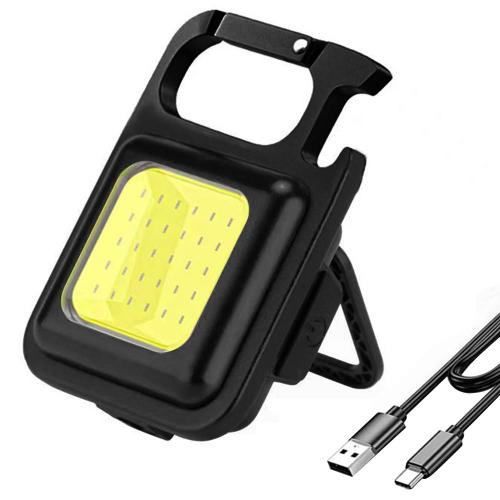 Mini porte-clés de poche Rechargeable par USB, lampe torche LED COB, imperméable, Portable, pour Camping d'urgence