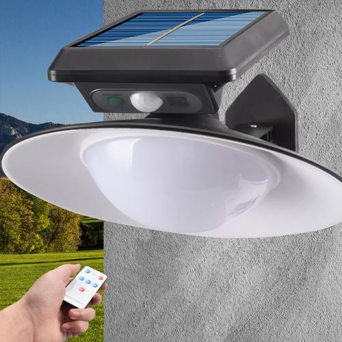 Applique Murale Solaire À Led 10w, Ronde Et Étanche Conforme À La Norme Ip65, Avec Capteur De Mouvement Et Télécommande, Éclairage D'extérieur, Idéal Pour Un Patio, Un Sentier Ou Une Cour