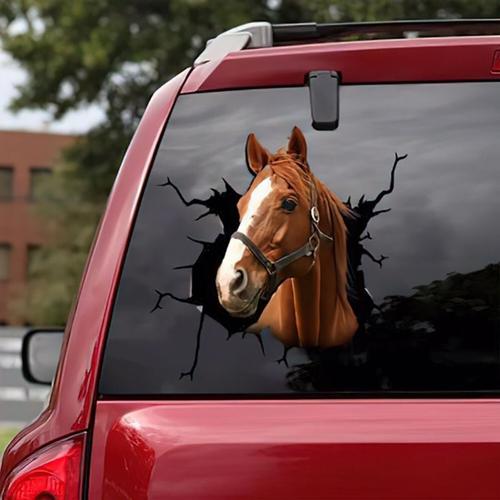 Autocollant cheval Animal Simulation imperméable 3D, autocollant mural miroir, décoration pour bricolage pour camping-car camion fenêtre bateau