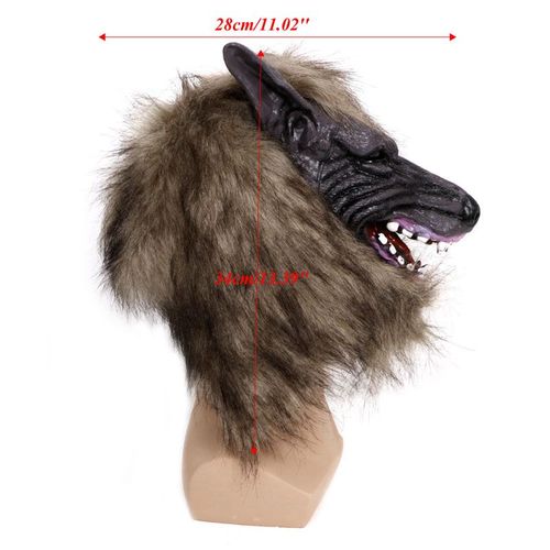 Tête De Loup D'halloween En Latex Avec Masque Pour Cheveux, Déguisement, Costume De Fête
