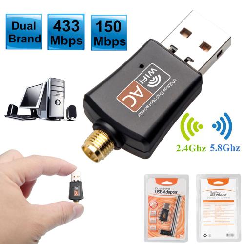 Carte réseau USB sans fil pour PC Windows, mini adaptateur WiFi, récepteur Wi-Fi LAN, antenne ZJMle, 600Mbps, 5GHz, 802.11 b, g, n