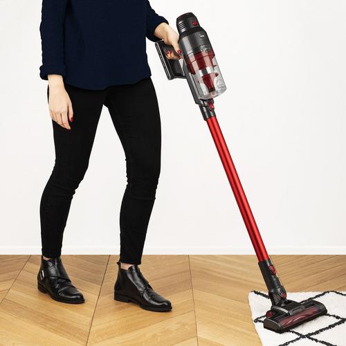 Aspirateur Balai 2 En 1 De 0,8l Sans Fil 220w Rouge Noir