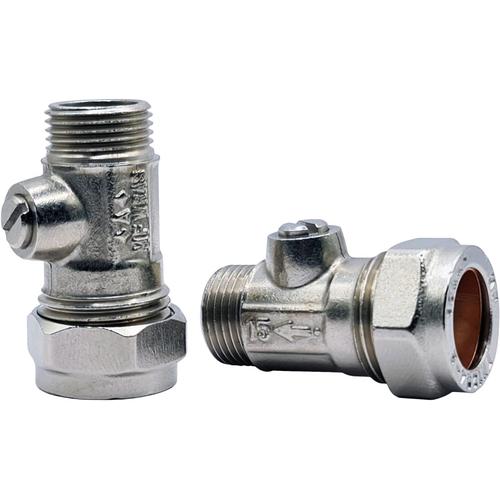 ® Bolofix 15 mmx3/8 ¿ Lot de 2,Valve d'isolation male en fer plat de 15 mm pour tuyaux flexibles de raccord de robinet,Valve