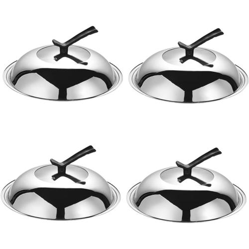 Comme Indiquéx4pcs 4 Pièces cache-pot batterie de cuisine universel remplacement des couvercles en verre rôtissoire outil rotatif couvercle wok couvercle de casserole de cuisine Air four