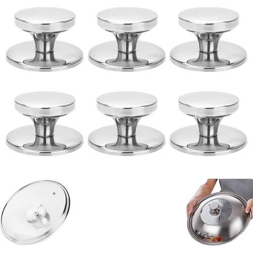 Argent Bouton De Couvercle, Ensemble De 6 Pièces Boutons Couvercle Casserole Bouton De Wok Poignée Du Couvercle Remplacement Acier Inox, Pour Bouilloires, Poêles À Frire, Poêles À Frire