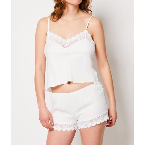 Short De Pyjama Détails Dentelle - Story - L - Blanc - Femme - Etam