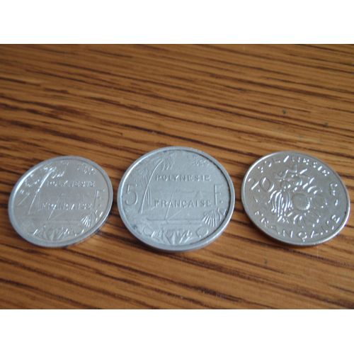 2 Francs 1986 ,5 Francs 1965 ,20 Francs 1983 Polynésie Française