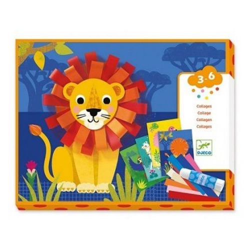 Coffret Collages Bandes De Papier - 4 Tableaux Animaux - Loisir Creatif Enfant 3-6 Ans