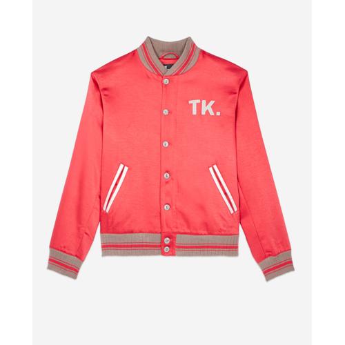 Blouson Rouge Satiné Avec Patchs - L