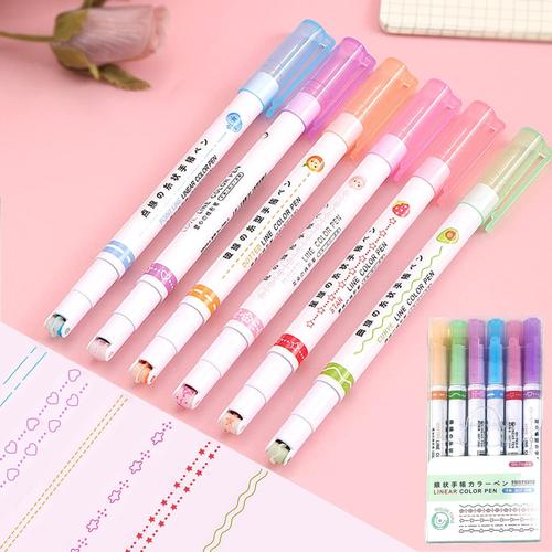 Multicolore Multicolore Surligneurs, Stylos À Double Pointe Avec 6 Formes De Courbes Différentes, Magic Tip Pen Avec 6 Formes De Courbes