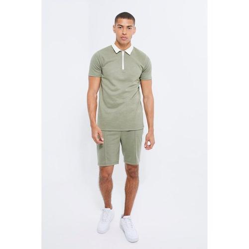 Ensemble Cintré Avec Polo Zippé Et Short Homme - Vert - S, Vert