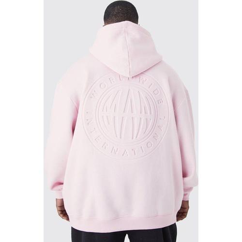 Grande Taille - Sweat À Capuche Oversize Imprimé Worldwide Homme - Rose - Xxl, Rose