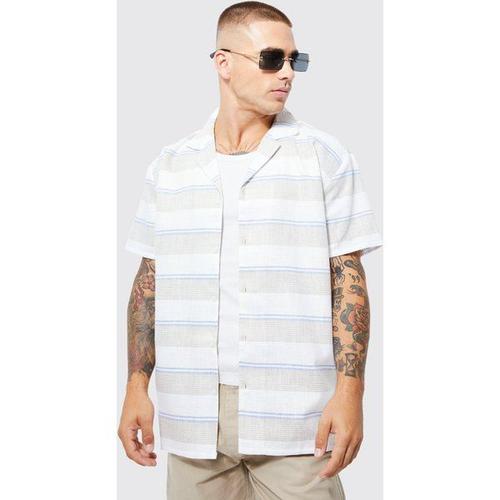 Chemise Oversize À Rayures Et Manches Courtes Homme - Bleu - M, Bleu