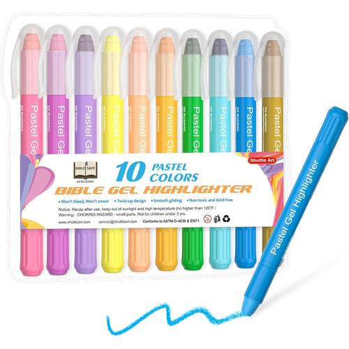 10 Couleurs Pastel 10 Couleurs Pastel Surligneur Bible Pastel, Lot De 10 Surligneurs Gel Bible, Pas De Saignement, Bible Highlighters Idéal Pour