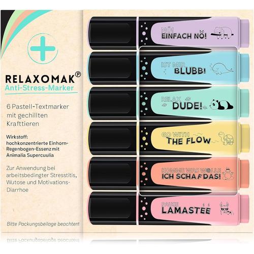 Glücksgut® Lot De 6 Surligneurs Pastel | Boîte Cadeau Et Instructions | Médicament De Farce | Anti-Stress | Bureau, École,