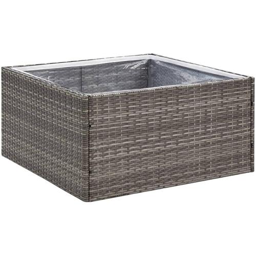 Gris Jardinière Pot De Fleurs Bac À Fleurs Pot De Plantes De Jardin Balcon Terrasse Patio Extérieur Gris 80x80x40 Cm Résine Tressée