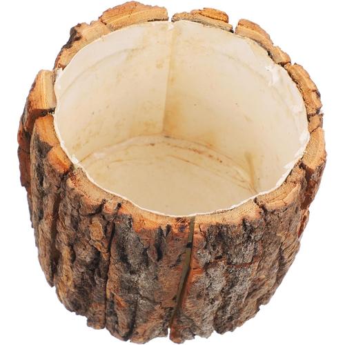 Comme Indiquéx2pcs 2 Pièces Fontaine D'écorce Pot De Jardinière D Écorce De Bois Tonneau Plante Vase Fleur D Écorce Souche Darbre Vase Fleur De Tronc D Arbre Petit Support Pour Plante Cactus En