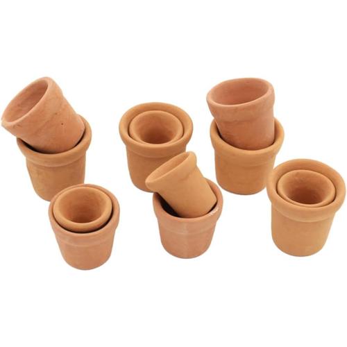 Colorée Petites Pots En Terre Cuite Avec Soucoupes, Mini Jardinières De Pot À Fleurs Avec Trou De Drainage Pour Intérieur Et Extérieur, Marron, 12pcs