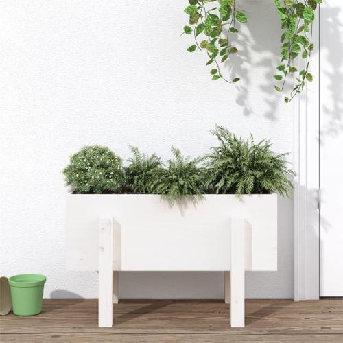 Blanc Jardinière Extérieure Blanc 62x30x38 Cm Bois Massif De Pin Aspect Rustique Lit Surélevé De Jardin Espace Suffisant Pot De Fleurs Plantes Légumes Herbes Mobilier De Balcon Décorer Patio