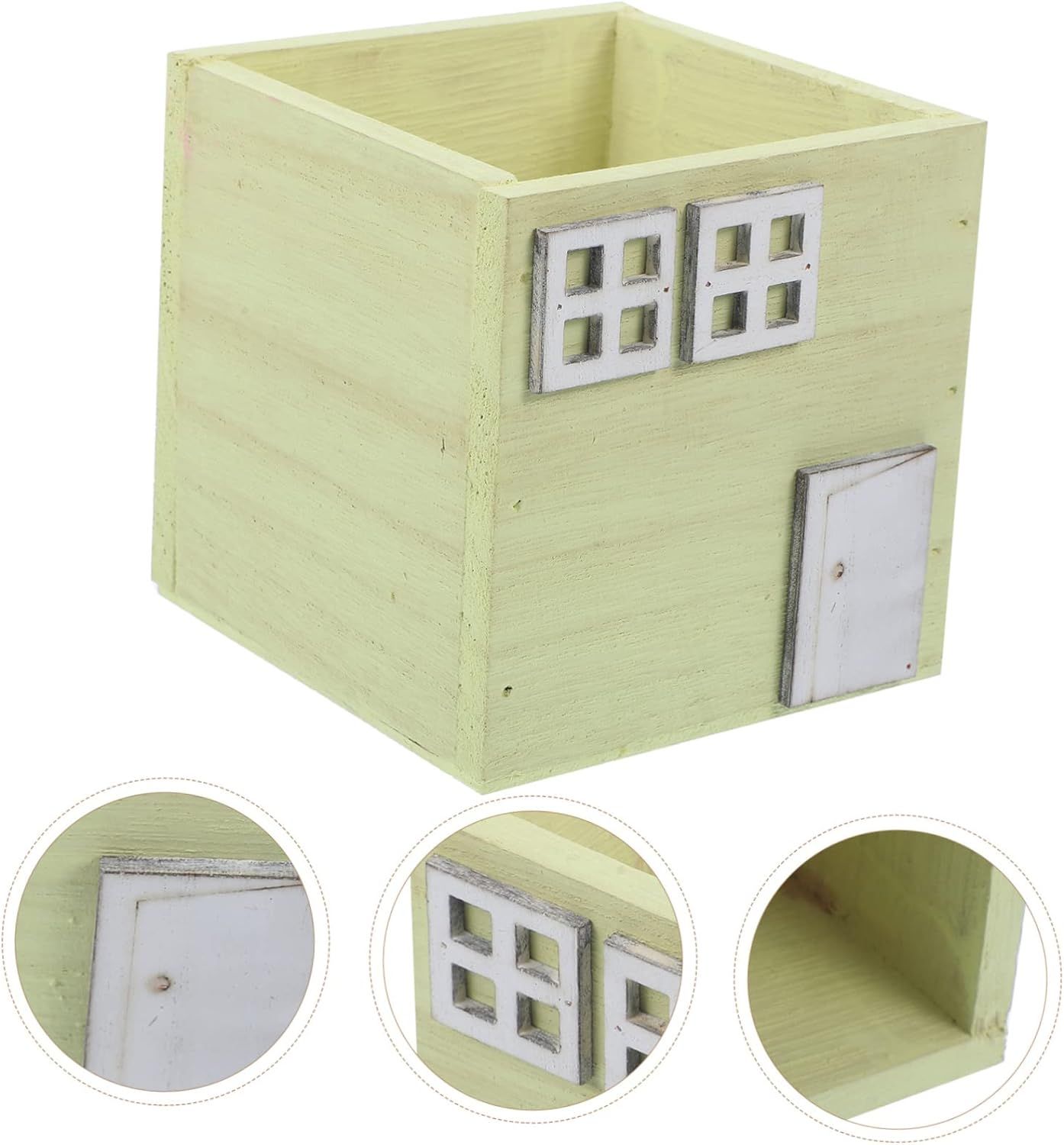 Jaune 5 Pices Pot De Fleurs En Bois Jardiniere Terrasse Pot... - 2