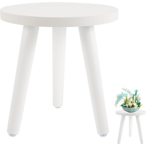 Blanc Support De Plantes D'intérieur En Bois Pour Pot De Fleurs - Support Robuste - Petite Table Ronde - Présentoir Moderne Pour Décoration D'intérieur