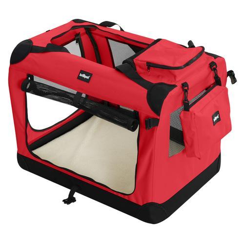 Leopet® Sac De Transport Pour Chiens - Gamelle, Pliable, Respirant, Taille Xxl, Rouge - Bagage, Panier Pour Animal De Compagnie, Voyage