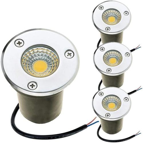 Natural Light Lumières Enterrées,Spot Encastrable Au Sol À Led,3w Led Enterré Lampe De Paysage Lampe De Sol,Lampe Enterrée Pour Jardin,Terrasse,Patio,Chemin,Mur,Éclairage Extérieur-Ip67(4pack),Natural