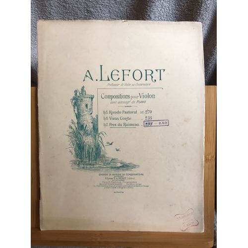 A. Lefort Près Du Ruisseau Opus 17 Pour Violon Et Piano Partition Éd. De Wast