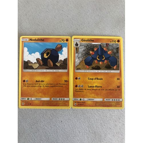 2 Cartes Pokemon Nodulithe Pv70 (69/149) Et Son Évolution Géolithe Pv110 (70/149)